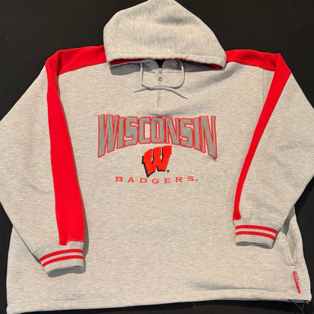 Wisconsin Badgers Vintage Hoodie Red Lee Sport Sweatshirt Mens XXL